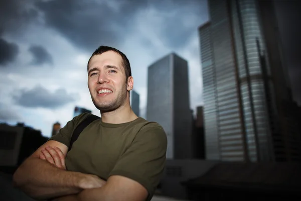 Happy man in city — Stock Photo, Image