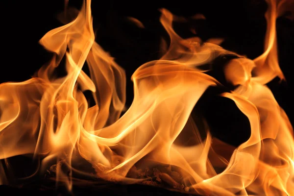 Fire flames on black background — Stock Photo, Image