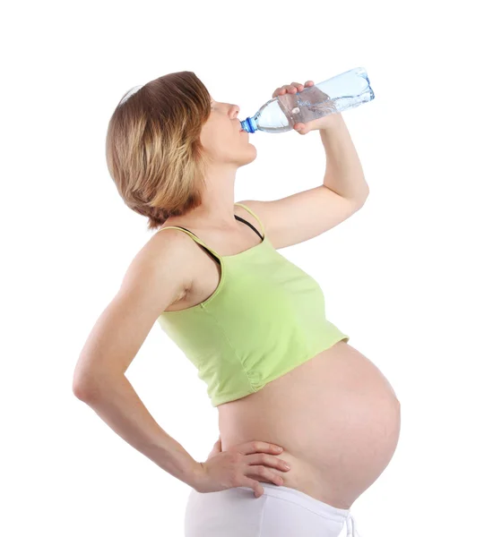 Pregnant woman drinking water — Stock Photo, Image