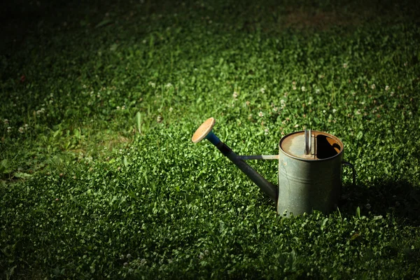 Regar lata na grama — Fotografia de Stock
