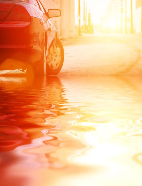 Car in water, closeup — Stock Photo, Image