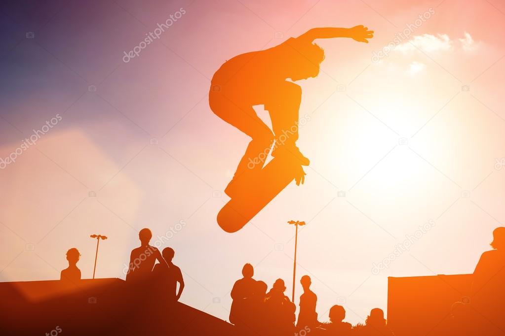 Jumping skateboarder