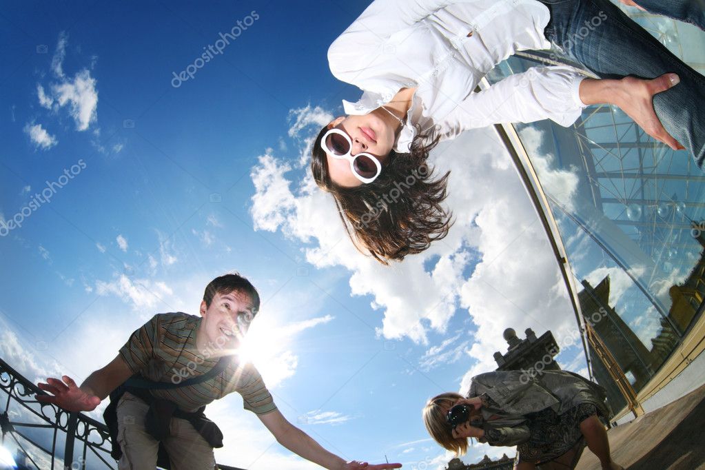 Group of friends having fun outdoors