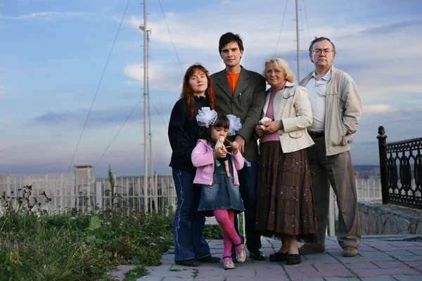 Big happy family outdoors — Stock Photo, Image