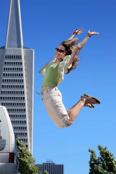 Feliz turista em San Francisco — Fotografia de Stock