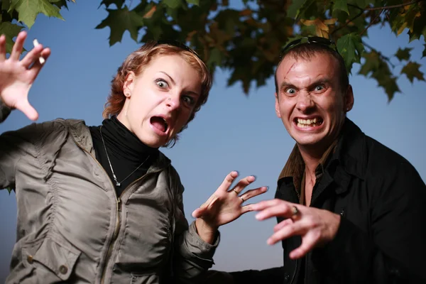 Scary looking couple portrait. — Stock Photo, Image