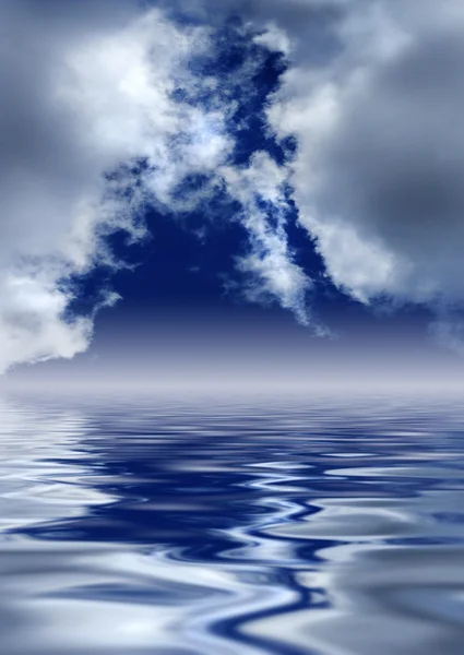 Nuages scéniques au-dessus de l'eau . — Photo