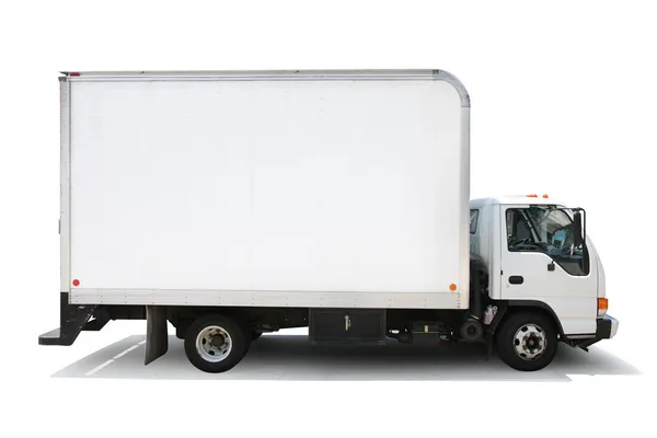 Dostawy biały ciężarówka — Zdjęcie stockowe