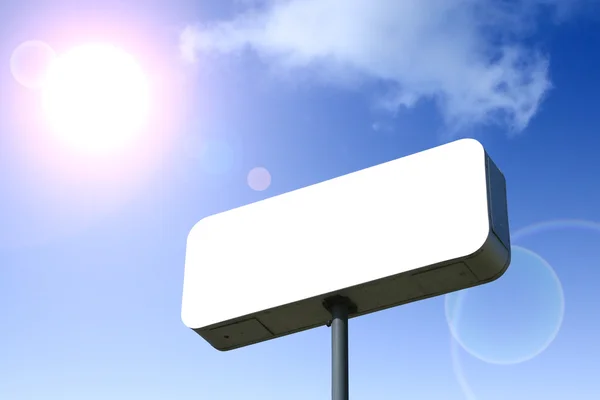 White Billboard, Blue Sky Behind. — Stock Photo, Image