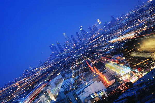 Downtown los angeles på twilight. — Stockfoto