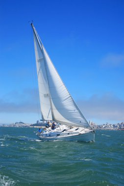 Beautiful yacht in San Francisco bay clipart