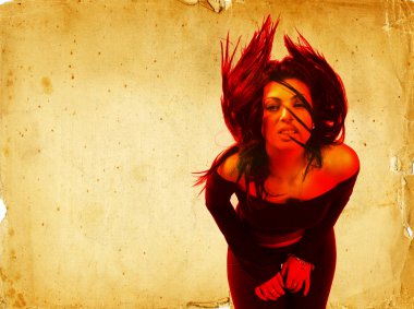 onun saç dijital bileşik sallayarak kadın