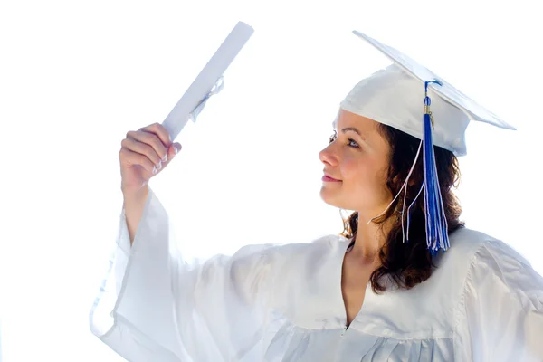Woman just graduated with diploma. — Stock Photo, Image