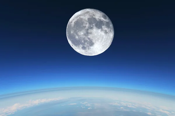 Full Moon over Earth's stratosphere. — Stock Photo, Image