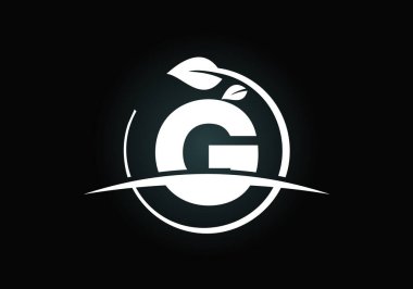 G harfiyle başlayan alfabe yuvarlak yapraklı ve sarkık. Çevre dostu logo konsepti. Yazı tipi amblemi. Ekolojik iş ve şirket kimliği için modern vektör logosu