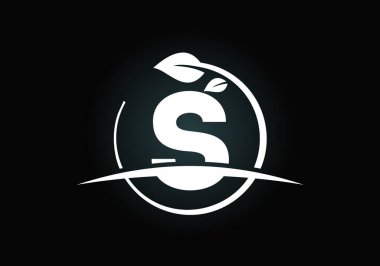 S harfinin baş harfleri alfabe şeklinde ve yuvarlak yapraklı. Çevre dostu logo konsepti. Yazı tipi amblemi. Ekolojik iş ve şirket kimliği için modern vektör logosu