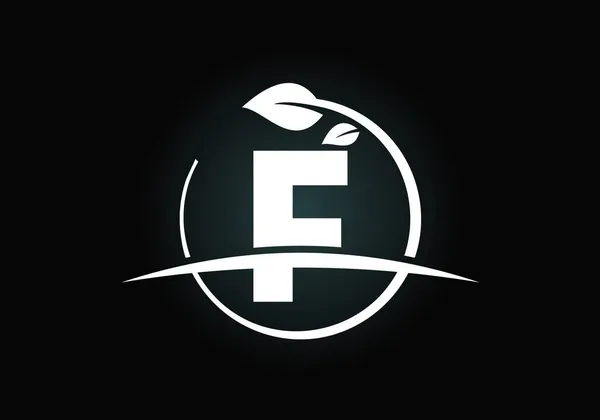 Initial Monogram Alphabet Circle Leaf Swoosh Eco Friendly Logo Concept — Stock Vector