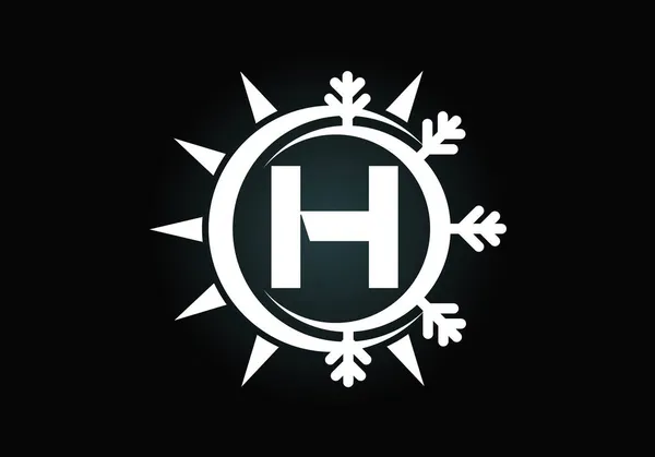 Soyut Güneş Kar Içeren Harfli Alfabe Klima Logosu Sembolü Sıcak — Stok Vektör