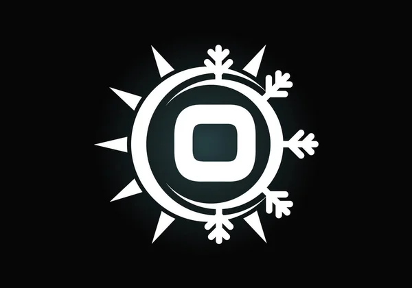 Počáteční Monogramová Abeceda Abstraktním Sluncem Sněhem Symbol Loga Klimatizátoru Horký — Stockový vektor