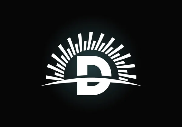 Alphabet Monogramme Initial Avec Soleil Abstrait Swoosh Symbole Logo Sunburst — Image vectorielle