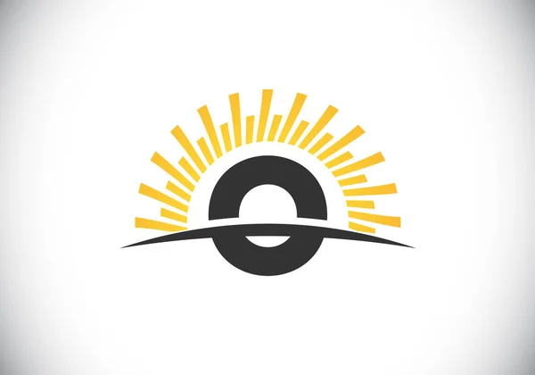 Первоначальный Алфавит Абстрактным Солнцем Свистом Символ Логотипа Sunburst Современный Векторный — стоковый вектор