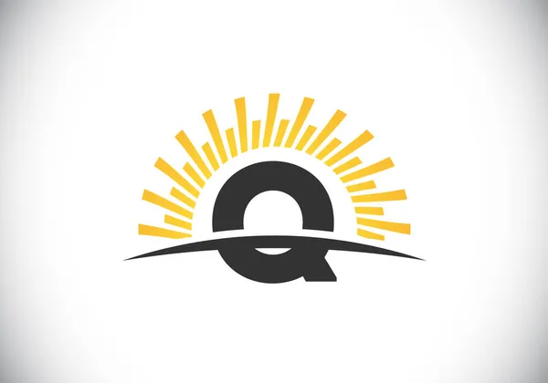 Początkowy Alfabet Abstrakcyjnym Słońcem Swoosh Symbol Logo Sunburst Nowoczesne Logo — Wektor stockowy