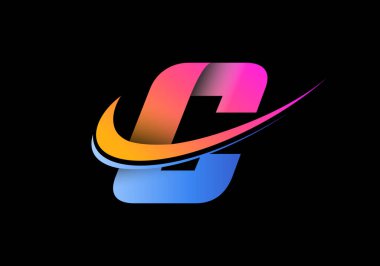 C harfinin baş harfi, logo şablonu. İş ve şirket kimliği için modern vektör logosu.