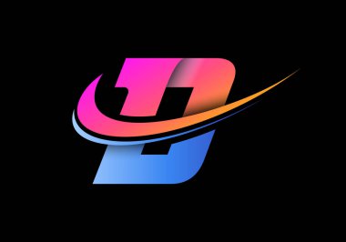 D harfinin baş harfi, logo şablonu. İş ve şirket kimliği için modern vektör logosu.