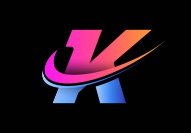 K harfinin baş harfi, logo şablonu. İş ve şirket kimliği için modern vektör logosu.