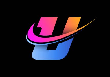 İlk harf U, logo şablonu ile birlikte. İş ve şirket kimliği için modern vektör logosu.