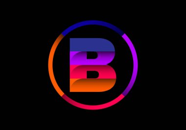 İş ve şirket için modern vektör logosu dizaynında daire şeklinde renkli B monogram harf alfabesi
