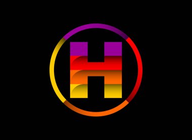 İş ve şirket için modern vektör logosu dizaynı içinde renkli H monogram harf alfabesi