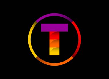 İş ve şirket için modern vektör logosu dizaynı içinde renkli T monogram harf alfabesi