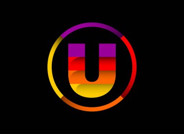 İş ve şirket için modern vektör logosu dizaynı içinde renkli bir U monogram harfi alfabesi