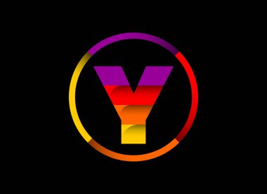 İş ve şirket için modern vektör logosu dizaynı içinde renkli Y monogram harf alfabesi