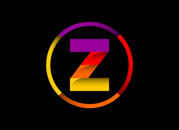 圆形中色彩斑斓的Z字母表商业和公司现代矢量标识设计 — 图库矢量图片