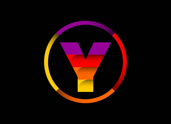 Цветной Монограмма Буква Алфавита Круге Современный Векторный Дизайн Логотипа Бизнеса — стоковый вектор