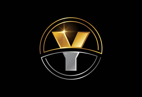 首字母Y 企业身份的金色和银色字母符号 — 图库矢量图片