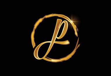 Siyah arkaplan üzerine fırça çemberinde altın rengi P harfi çizilmiş