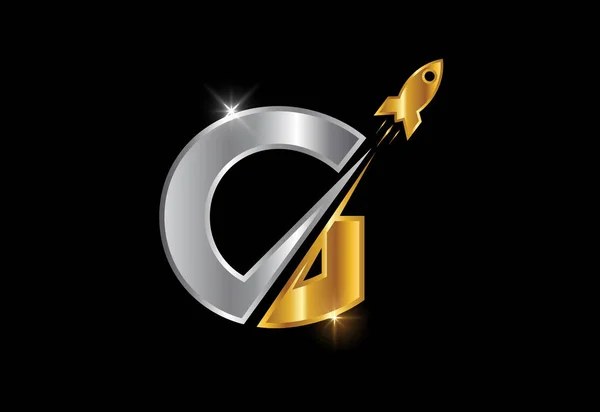 Inițial Alfabet Literă Monogramă Design Logo Rocket Rocket Icon Emblema — Vector de stoc