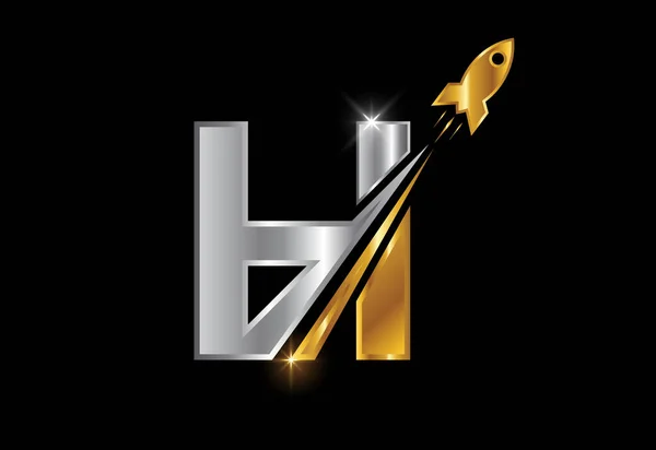 Roket Logosu Dizaynlı Harfinin Baş Harfleri Roket Ikonu Yazı Tipi — Stok Vektör