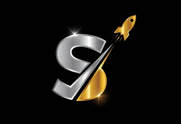 Inițial Alfabet Literă Monogramă Design Logo Rocket Rocket Icon Emblema — Vector de stoc
