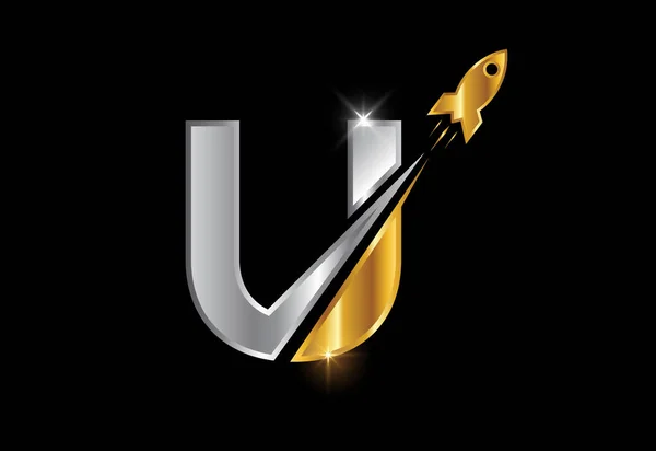 Alfabet Literă Monogramă Inițială Design Logo Rocket Rocket Icon Emblema — Vector de stoc
