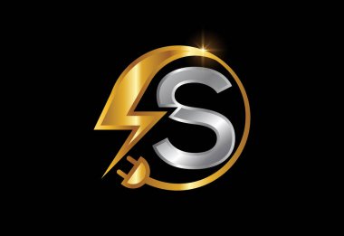 S harfi, elektrik logosu, enerji logosu ve simge vektör tasarımlı elektrik işareti