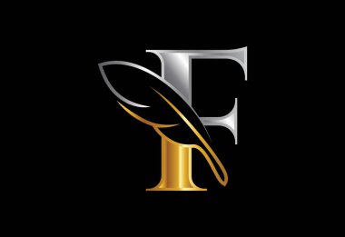 Tüylü ilk F alfabesi. Hukuk firmasının simge simgesi. Bir yazar veya yayıncı için logo