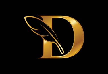Tüylü ilk D alfabesi. Hukuk firmasının simge simgesi. Bir yazar veya yayıncı için logo