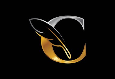 Tüylü baş harfleri C alfabesi. Hukuk firmasının simge simgesi. Bir yazar veya yayıncı için logo