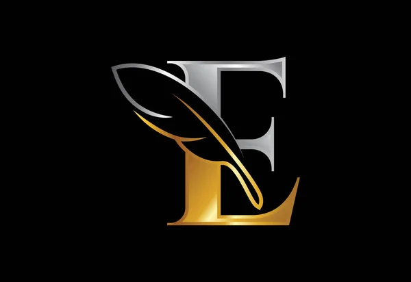 Wstępny Alfabet Piórem Ikona Firmy Prawniczej Logo Pisarza Lub Wydawcy — Wektor stockowy
