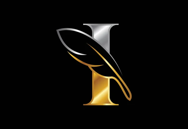 Inițial Alfabet Pană Semnul Simbol Firmei Avocatură Logo Pentru Scriitor — Vector de stoc