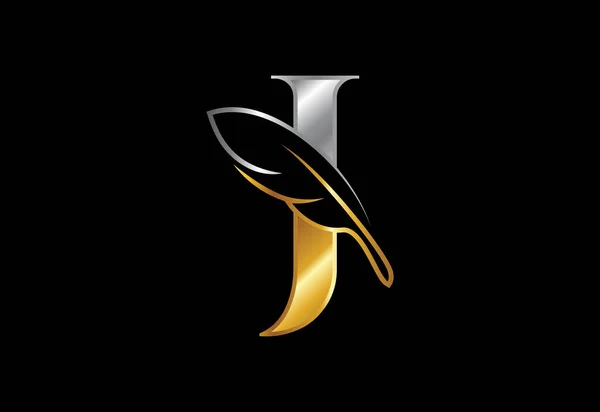 Alfabetul Iniţial Pană Semnul Simbol Firmei Avocatură Logo Pentru Scriitor — Vector de stoc